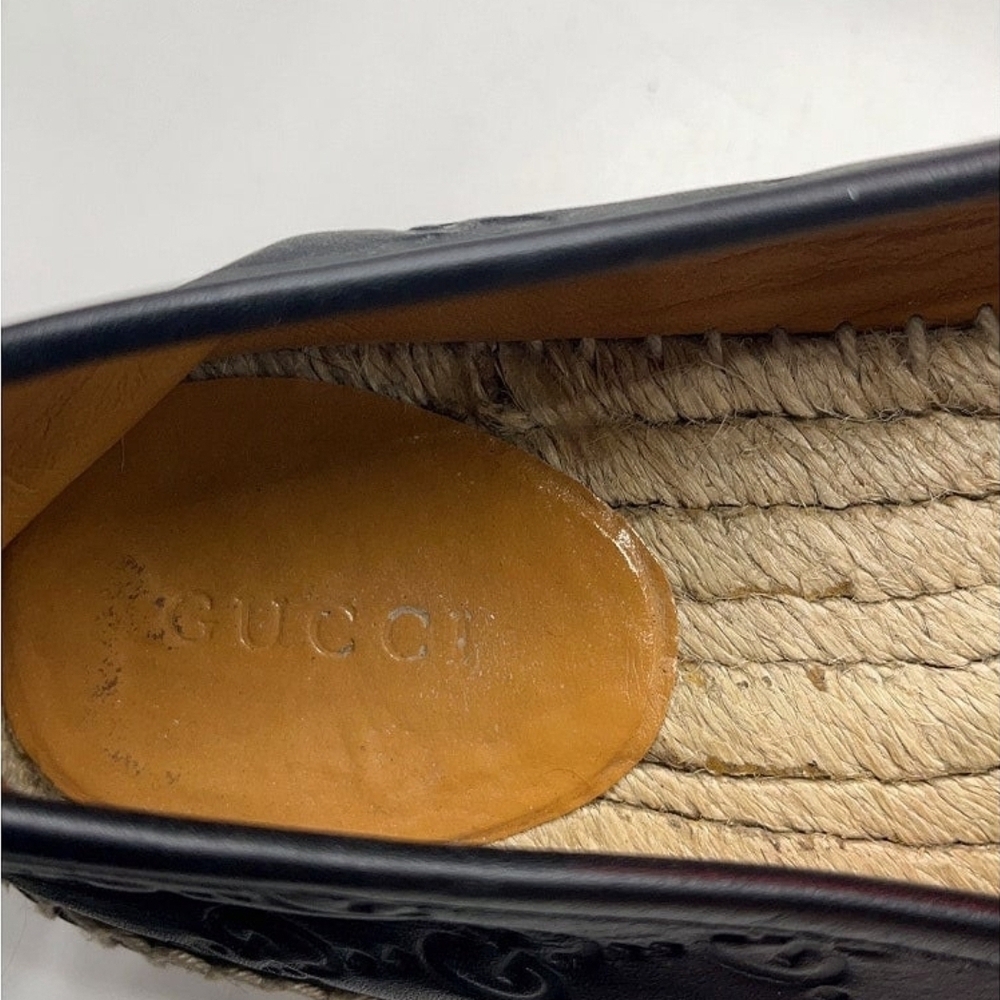 GUCCI Black Espadrille Slip-On Shoes - Picture 4 of 7